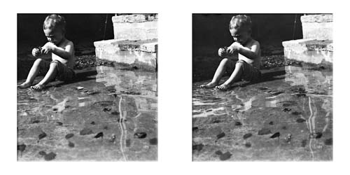 Unpublished Lartigue stereo of little boy in pool